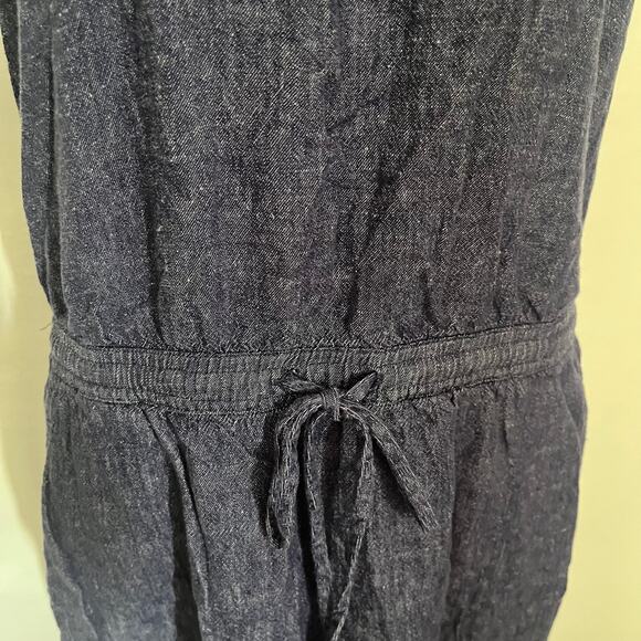 Lou & Grey Linen Blend Chambray Jumper Dress Sz M Coastal Loungecore Minimal - Picture 3 of 14